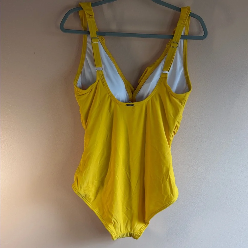 DKNY Yellow Ruffle One-Piece Swimsuit - Picture 6 of 10